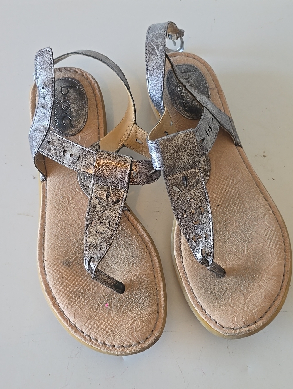 boc Metallic Silver T-Strap Sandals